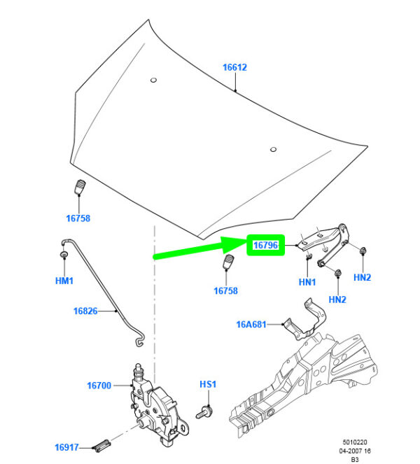 1595454 - NEW FORD C-MAX MK1 FRONT LEFT BONNET HINGE 3M51-16801-AH 1595454 ORIGINAL