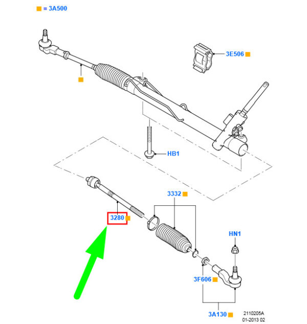 1596574 - NEW FORD GALAXY MK2 STEERING GEAR TIE TRACK ROD 1596574 6G91-3280-AB ORIGINAL