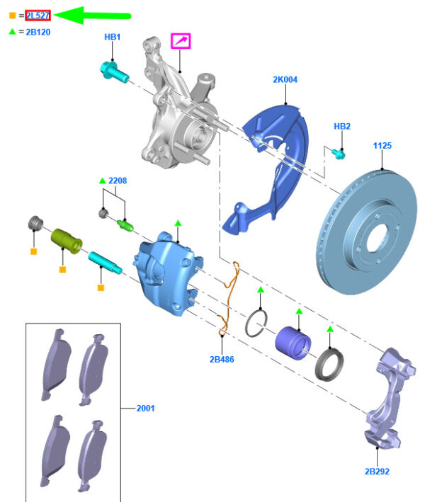 1682877 - Ford Fiesta MK7 Front Caliper Rest Set 1682877, NEW, ORIGINAL
