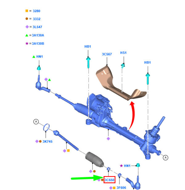 1697071 - NEW FORD GRAND C-MAX MK2 STEERING GEARBOX CLAMP AV6C-3C650-AA 1697071 ORIGINAL