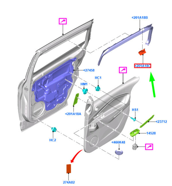 1700583 - NEW FORD GRAND C-MAX MK2 RIGHT REAR DOOR STICKER AM51-U247B56-CC 1700583