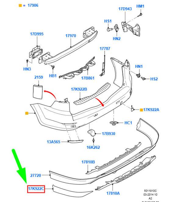 1703361 - NEW FORD MONDEO ESTATE MK4 REAR BUMPER LOWER SIDE CORNER SET 1703361 ORIGINAL