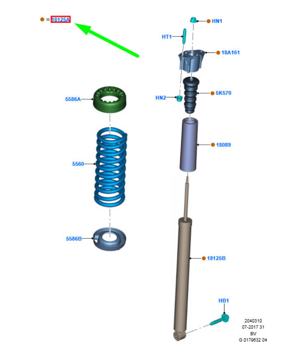 1704257 - NEW FORD KUGA C394 MK1 REAR SHOCK ABSORBER 1704257 8V41-18080-CB ORIGINAL