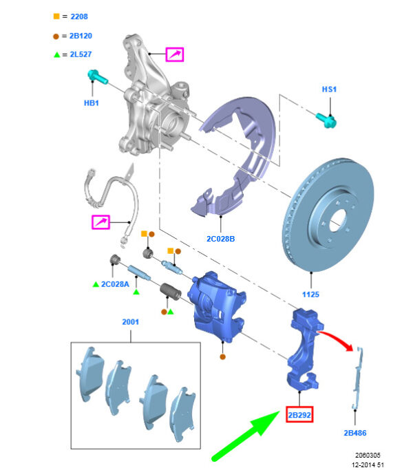 1707899 - NEW FORD C-MAX MK2 FRONT BRAKE CALIPER SUPPORT AV61-2B135-CB 1707899 ORIGINAL