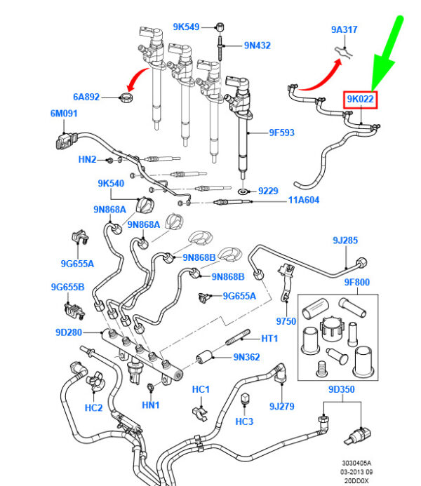 1708234 - NEW FORD C-MAX MK1 FUEL INJECTOR PIPE REPAIR TUBE 3M5Q-9K022-AC 1708234 ORIGINAL