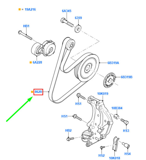 1712212 - NEW FORD KUGA C394 MK1 DRIVING V-BELT 1712212 4M5Q-6C301-MA ORIGINAL