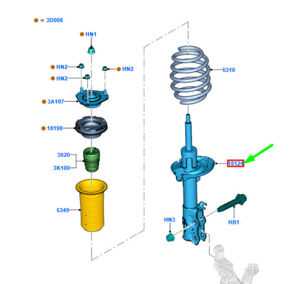 1713956 - NEW FORD FIESTA MK6 WT FRONT LEFT SHOCK ABSORBER 1713956 8V51-18K001-BG ORIGINAL
