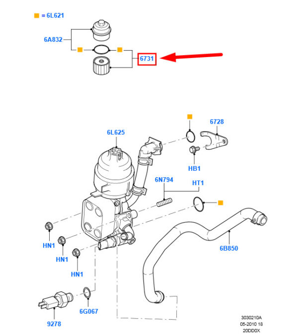 1717510 - NEW FORD KUGA C394 MK1 OIL FILTER ELEMENT WITH SEAL 1717510 6C1Q-6744-BA