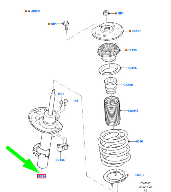 1718456 - FORD MONDEO MK4 FRONT RIGHT SHOCK ABSORBER 6G91-18045-GBH 1718456 NEW GENUINE