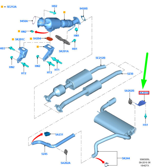 1720398 - NEW FORD C-MAX MK2 EXHAUST SYSTEM RIGHT BRACKET 1720398 BV61-5K291-BA ORIGINAL