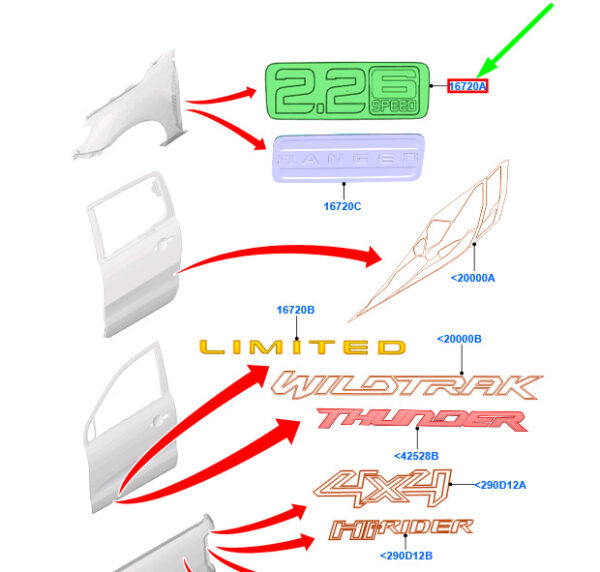 1726317 - NEW FORD RANGER T6 MK3 FRONT WING BADGE DECAL 1726317 AB39-2116C144-EA ORIGINAL