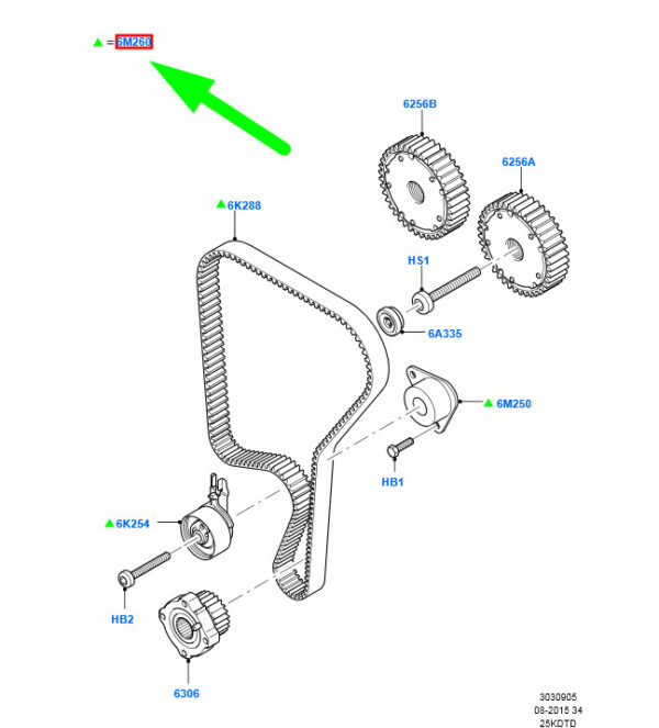 1726568 - NEW FORD FOCUS MK2 TIMING BELT KIT 1726568 BF6N-6M260-AA ORIGINAL