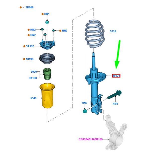 1737264 - NEW FORD FIESTA WT MK6 FRONT LEFT SHOCK ABSORBER 1737264 8V51-18K001-BH ORIGINAL