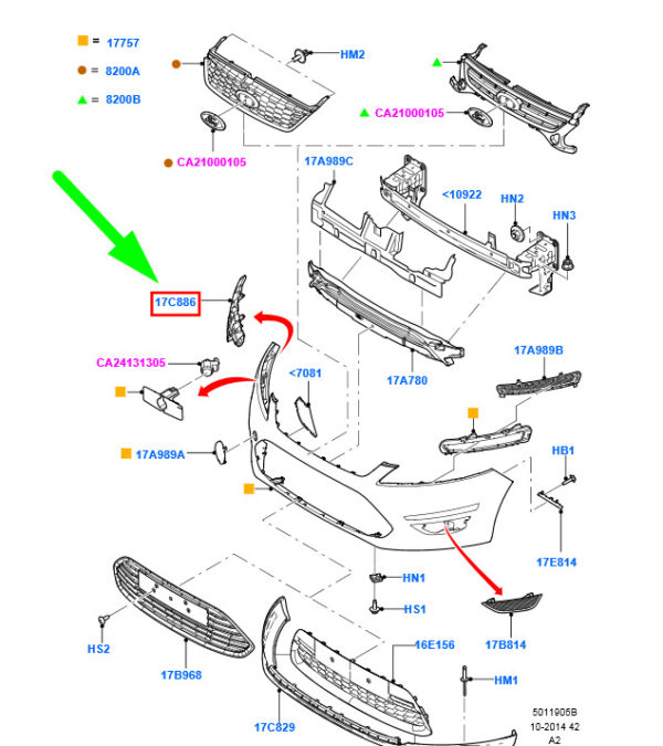 1737424 - NEW FORD MONDEO MK4 FRONT RIGHT BUMPER BRACKET BS71-17E856-AB 1737424 ORIGINAL
