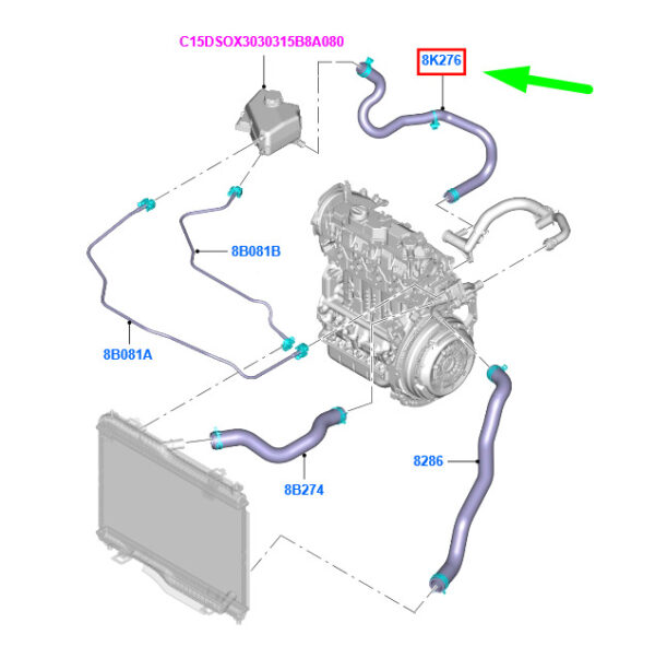 1740697 - NEW FORD FIESTA WT MK6 ENGINE COOLING SYSTEM HOSE 8V21-8K276-BF 1740697 ORIGINAL