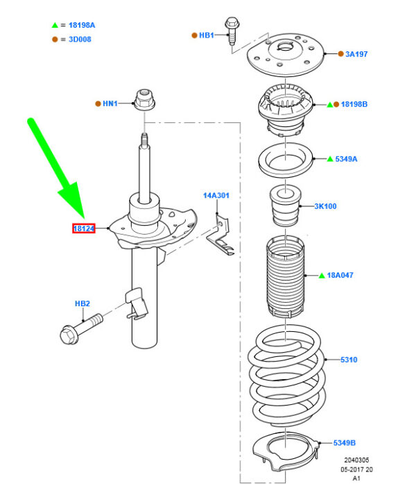 1744697 - NEW FORD GALAXY MK2 FRONT LEFT SHOCK ABSORBER 6G91-18K001-CAH 1744697 ORIGINAL