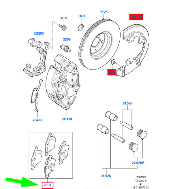 1747043 - NEW FORD GALAXY MK2 FRONT WHEEL BRAKE PAD SET BG91-2K021-AA 1747043 ORIGINAL