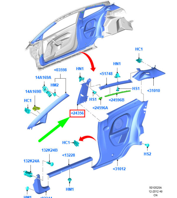 1749629 - NEW FORD FIESTA WT MK6 LEFT COLUMN TRIM 1749629 8A61-B24583-AF34X1 ORIGINAL