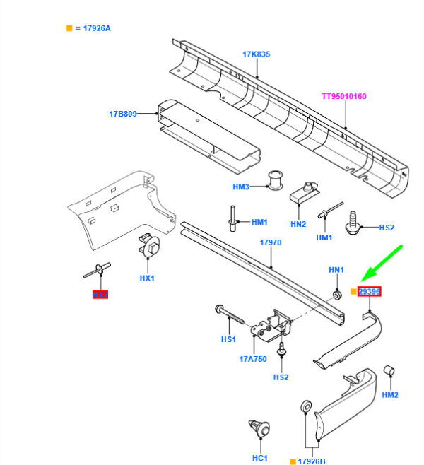 1750517 - NEW FORD TRANSIT MK3 REAR RIGHT BUMPER MOLDING 1750517 6C11-29396-AC5ZCT
