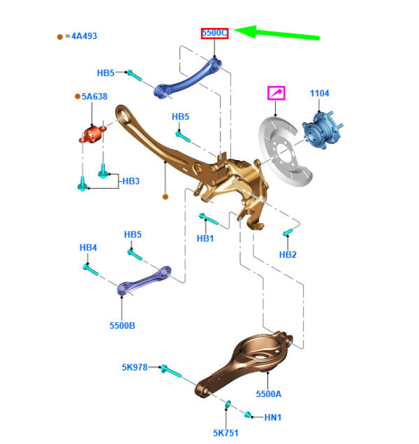 1752565 - NEW FORD KUGA C520 MK2 REAR SUSPENSION CONTROL ARM BV61-5500-BB 1752565 ORIGINAL