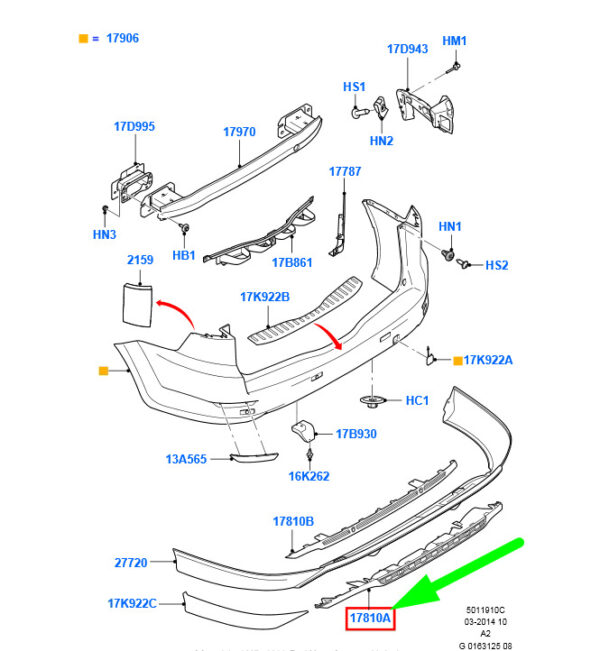 1765284 - NEW FORD MONDEO ESTATE MK4 REAR LOWER BUMPER DIFFUSER 1765284 ORIGINAL