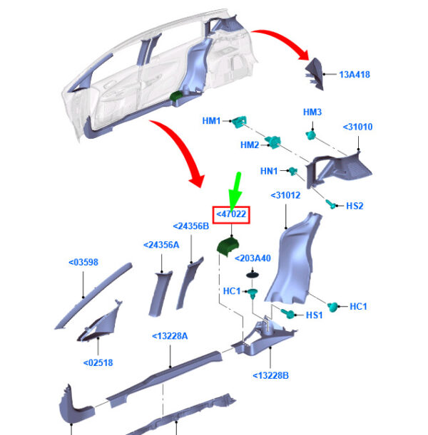 1771736 - NEU FORD B-MAX B232 HINTERE LINKE TÜR SCHWELLERABDECKUNG ASSY 1771736 ORIGINAL