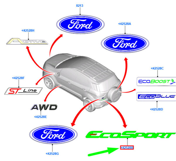 1782442 - NEW FORD ECOSPORT MK2 BK REAR NAME PLATE BADGE 1782442 CN15-N42528-AB ORIGINAL