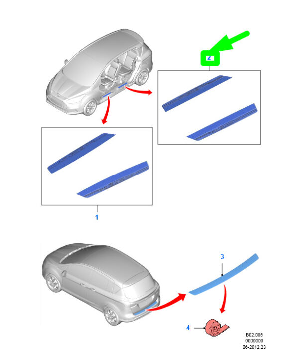 1791123 - NEW FORD B-MAX B232 REAR DOOR SCUFF TRIM SET 1791123 AMAV1J-132A18-BA ORIGINAL