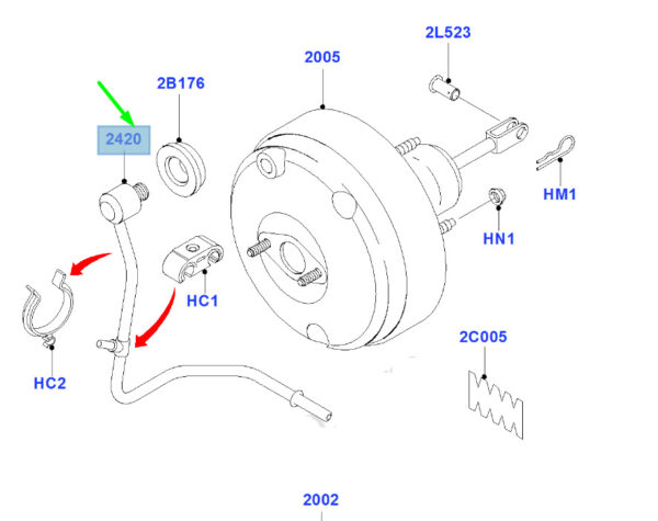 1793809 - NEW FORD TRANSIT MK3 BRAKE BOOSTER VACUUM TUBE CC11-2A152-CC 1793809 ORIGINAL