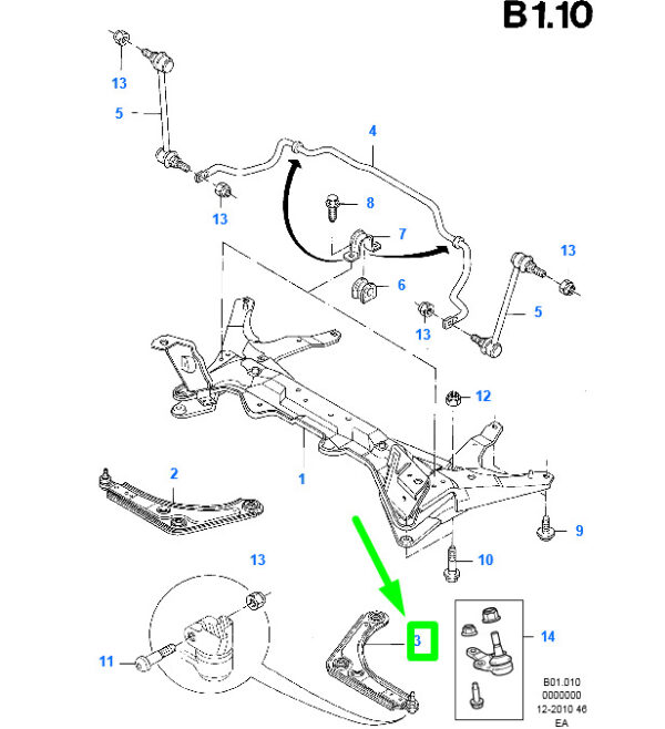 1796823 - NEW FORD ESCORT MK6 FRONT LEFT BOTTOM TRIANGLE ARM 1796823 ORIGINAL