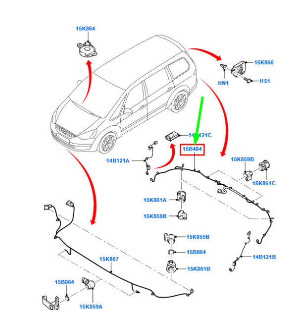 1800936 - NEW FORD GALAXY MK2 REAR PARKING AID WIRING 1800936 AG9T-15K868-GF ORIGINAL