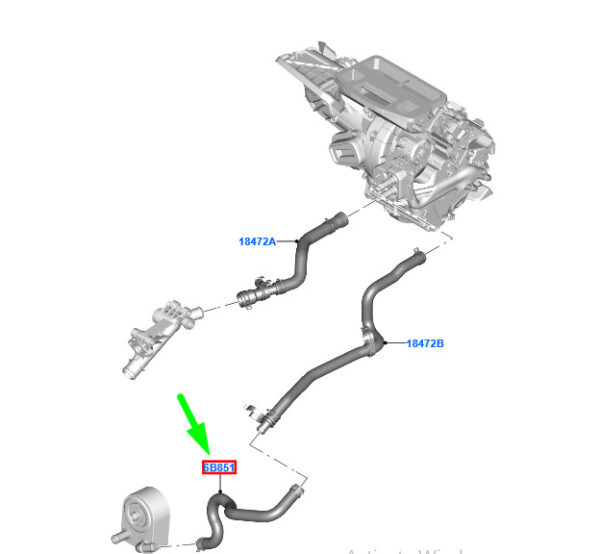 1802597 - NEW FORD FIESTA MK6 WT HEATING HOSE INLET C1BY-6B851-FROM 1802597 ORIGINAL