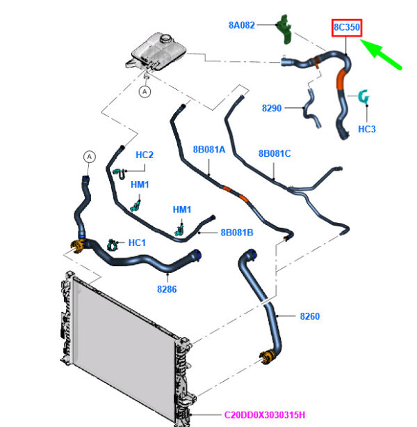 1802997 - NEW FORD KUGA MK1 C394 COOLING SYSTEM HOSE 1802997 AV61-8C351-BH ORIGINAL