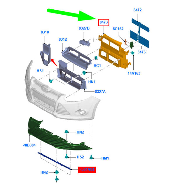 1805403 - NEW FORD FOCUS C346 MK3 RADIATOR GRILLE BRACKET CM51-8473-AB 1805403 ORIGINAL