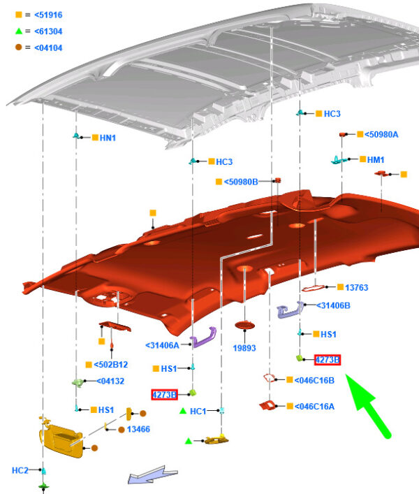 1805724 - FORD GALAXY MK3 CD390 ROOF COVER TRIM 1805724 DS73-F045N06-BB3AM1