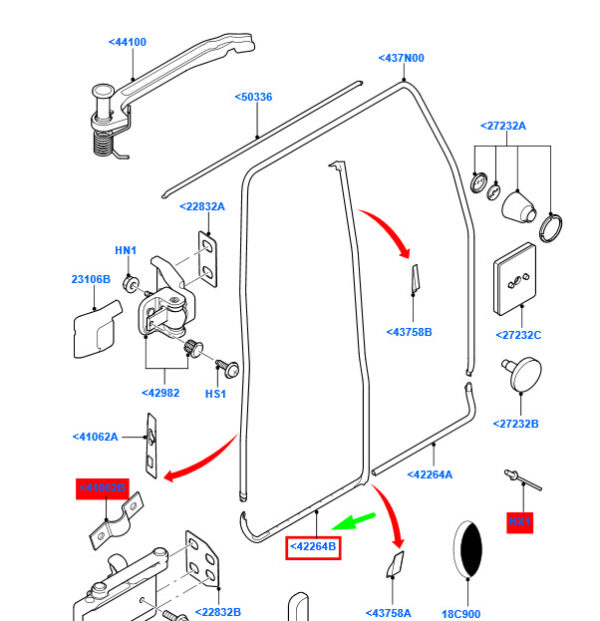 1809936 - NEW FORD TRANSIT MK3 REAR BACK DOOR LEFT WEATHEASTRIP 1809936 ORIGINAL