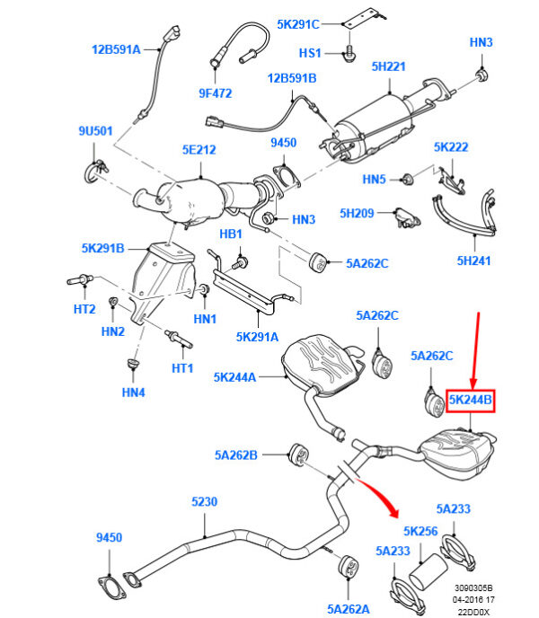1810629 - NEW FORD MONDEO MK4 REAR LEFT MUFFLER ASSY 1810629 8G91-5K214-YC ORIGINAL