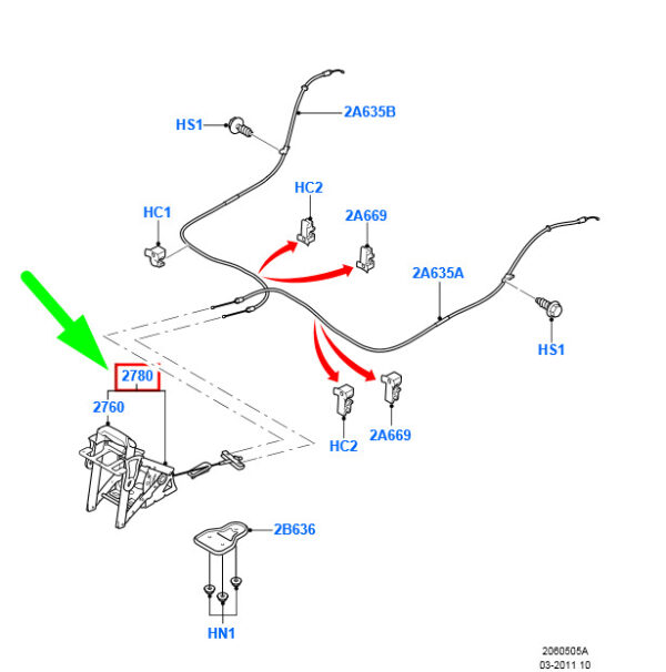 1815005 - NEW FORD GALAXY MK2 PARKING BRAKE LEVER ASSY LHD 6G91-2780-AV 1815005 ORIGINAL