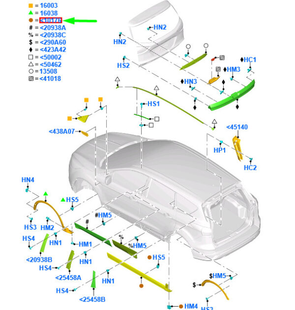 1818210 - NEW FORD KUGA MK2 C520 RIGHT SIDE SKIRT COVER 1818210 ORIGINAL