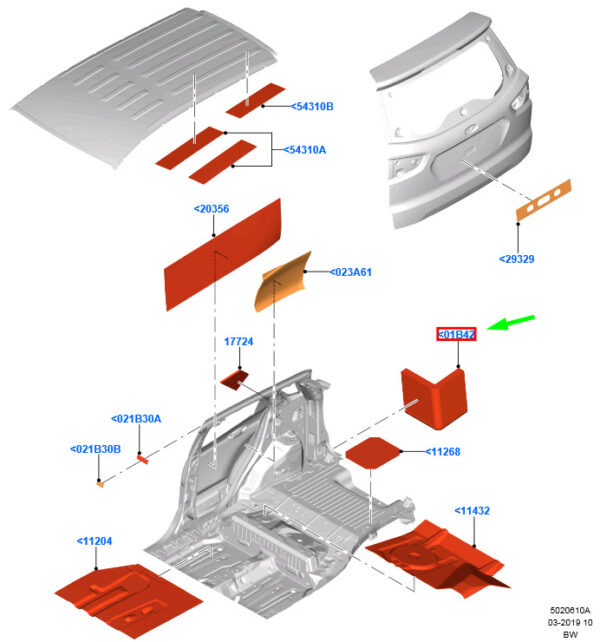 1824478 - NEW FORD ECOSPORT MK2 BK REAR SIDE INSULATOR 1824478 DN1B-A01B42-AA ORIGINAL