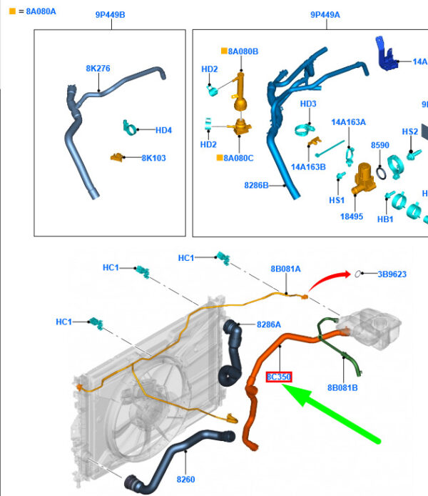 1826474 - NEU FORD FOCUS MK3 C346 KÜHLSYSTEMSCHLAUCH ASSY 1826474 BV61-8C351-DE ORIGINAL