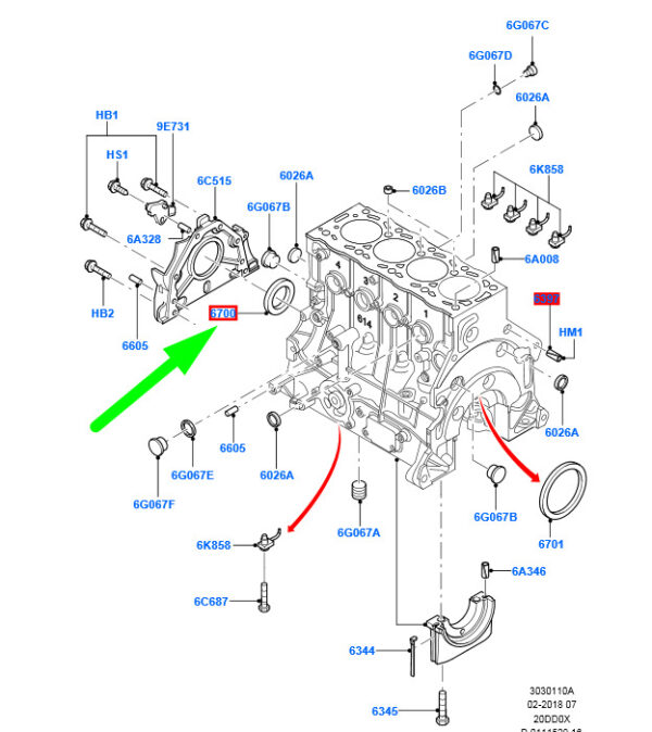 1826503 - NEW FORD C-MAX MK1 FRONT CRANKSHAFT OIL SEAL 1826503 3M5Q-6700-BD ORIGINAL