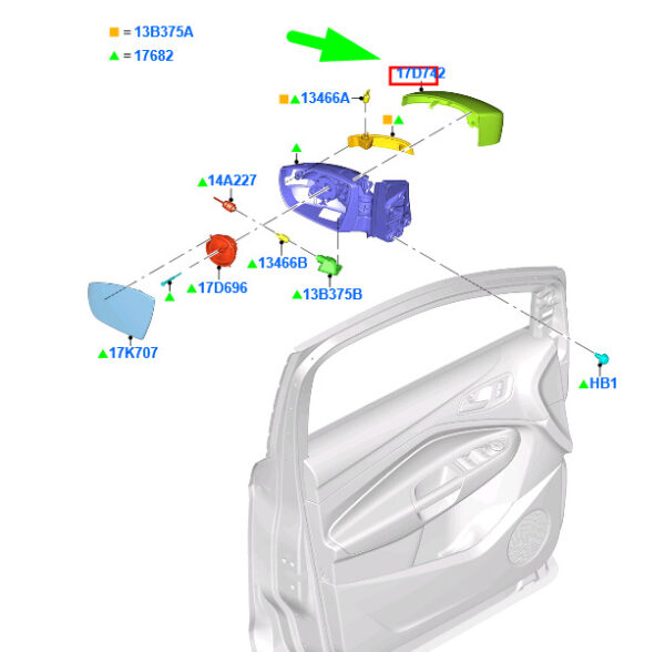 1828003 - FORD KUGA MK2 C520 FRONT LEFT WING MIRROR COVER 1828003 NEW GENUINE