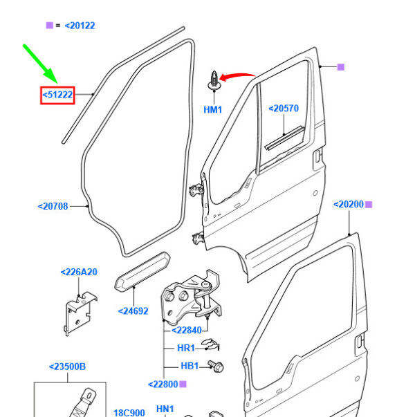 1828403 - NEW FORD TRANSIT MK3 FRONT RIGHT DOOR WEATHERSTRIP SEAL 1828403 ORIGINAL