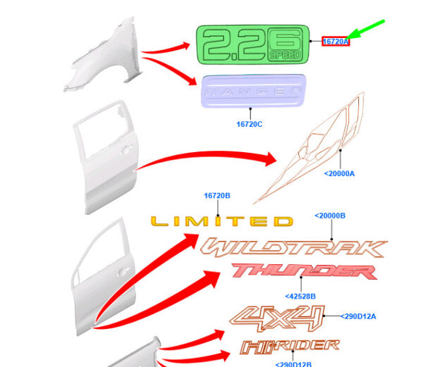 1832046 - NEW FORD RANGER T6 MK3 FRONT WING EMBLEM 1832046 AB39-2116C144-MB ORIGINAL