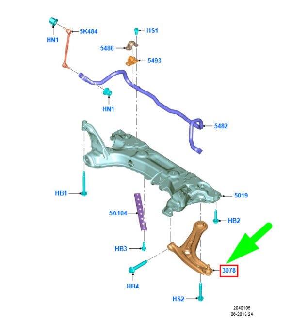 1834054 - NEW FORD TOURNEO COURIER FRONT RIGHT LOWER WISHBONE ARM 1834054 ORIGINAL
