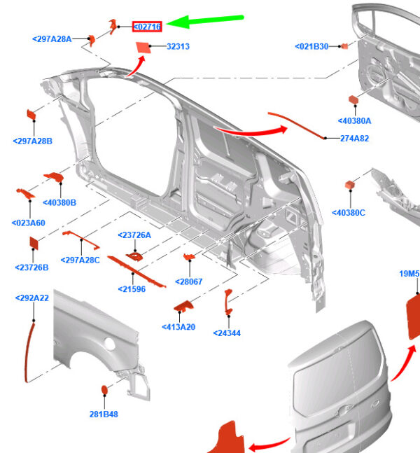 1846195 - NEW FORD TOURNEO COURIER LEFT A PILLAR WEATHERSTRIP SEAL 1846195 ORIGINAL