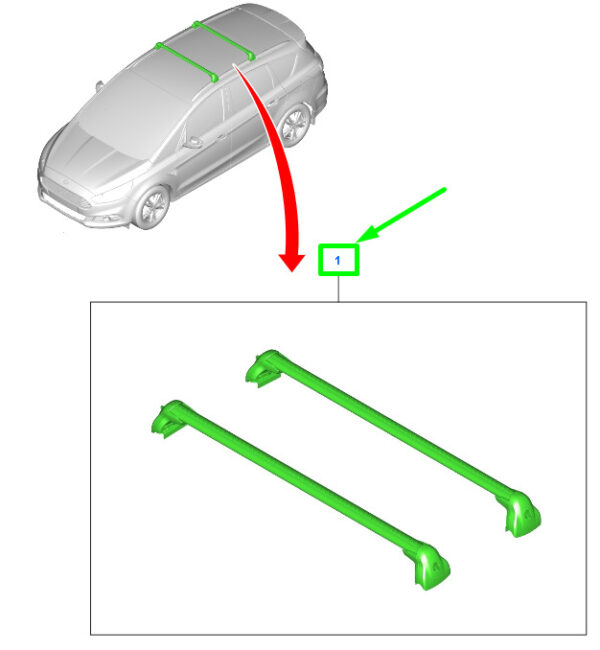 1854170 - NEW FORD S-MAX MK2 ROOF RAILS RACK KIT AMEM2J-550B08-BA 1854170 ORIGINAL
