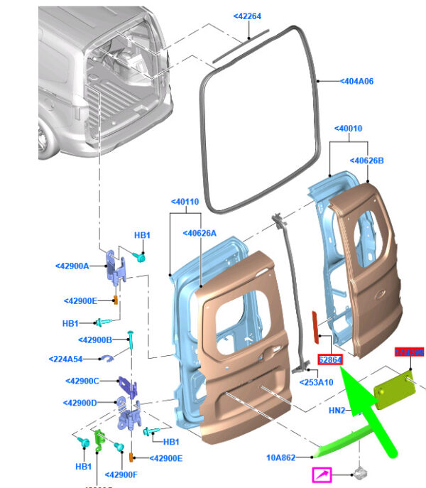 1858356 - Ford Tourneo Courier cargo room door decorative tape 1858356 NEW ORIGINAL