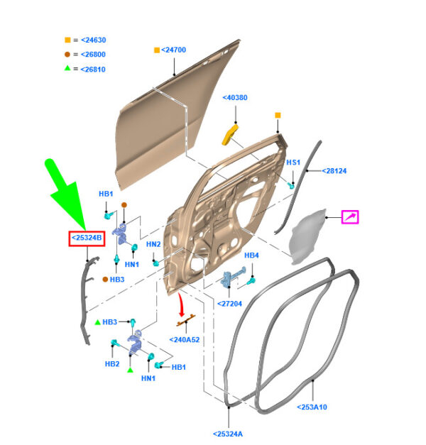 1861073 - NEW FORD MONDEO MK5 REAR RIGHT DOOR WEATHERSTRIP 1861073 DS73-F25332-BC ORIGINAL